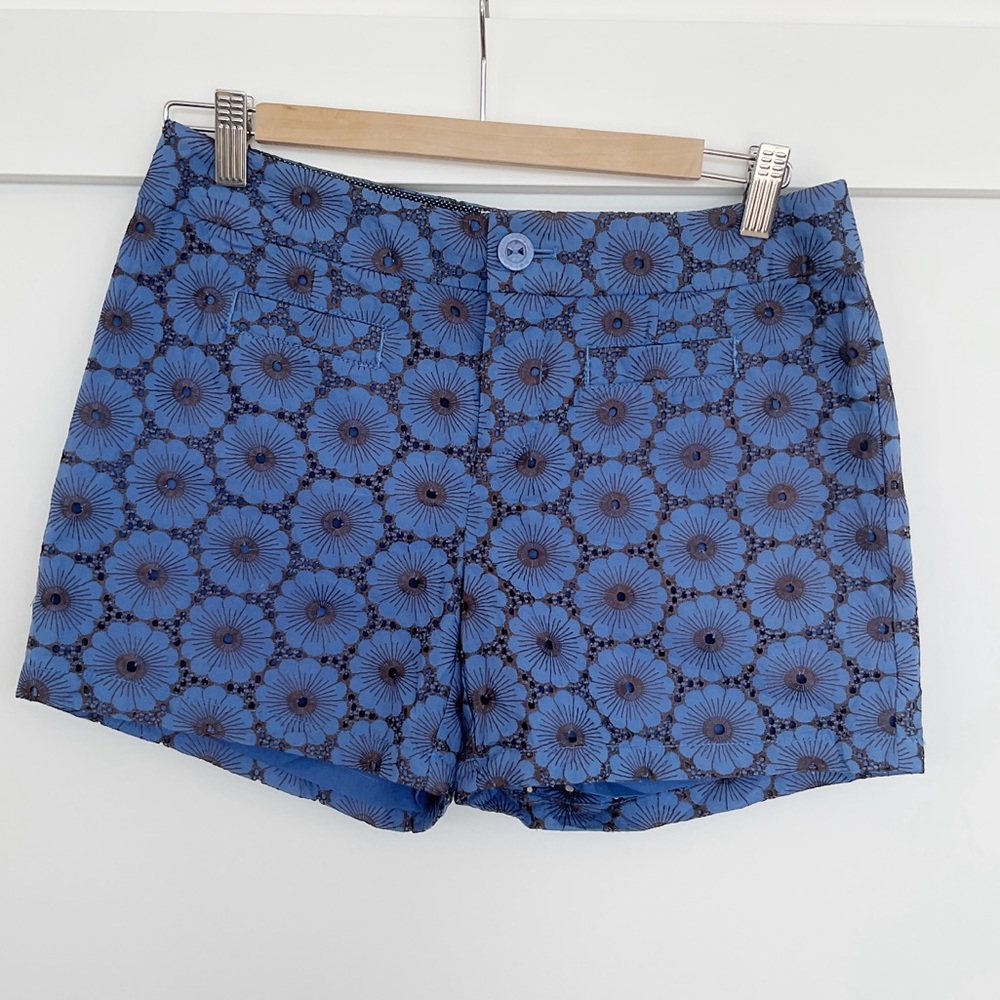 Elevenses Anthropologie Brocade Lace Boho Cotton Shorts Blue Size 2